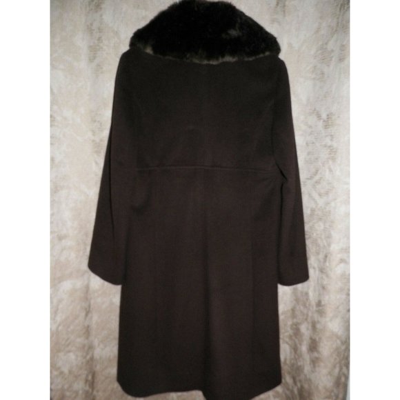 Women's 10 Jones New York GIII Brown Wool Blend 3/4 Long Coat True to Size - Picture 10 of 13